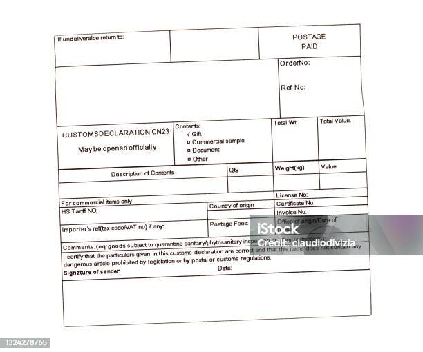Label For Declarations Blank Customs Declaration Label Isolated Over White Stock Photo ...