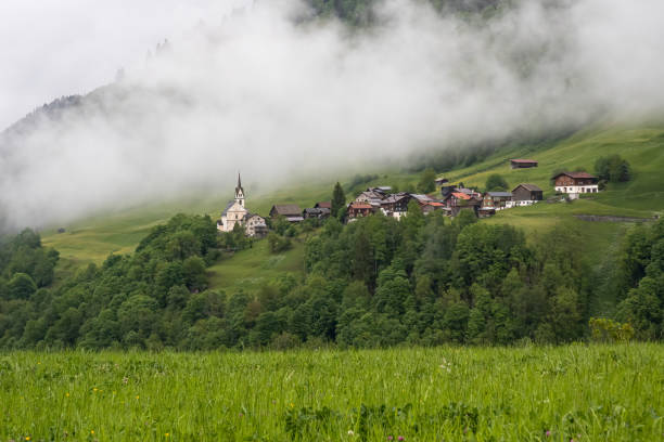 Alpine mountain village Somvix near Disentis in canton Graubunden, Switzerland
