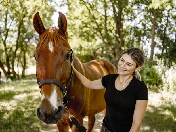 istock Young female trainer enjoying her horse 1324284684
