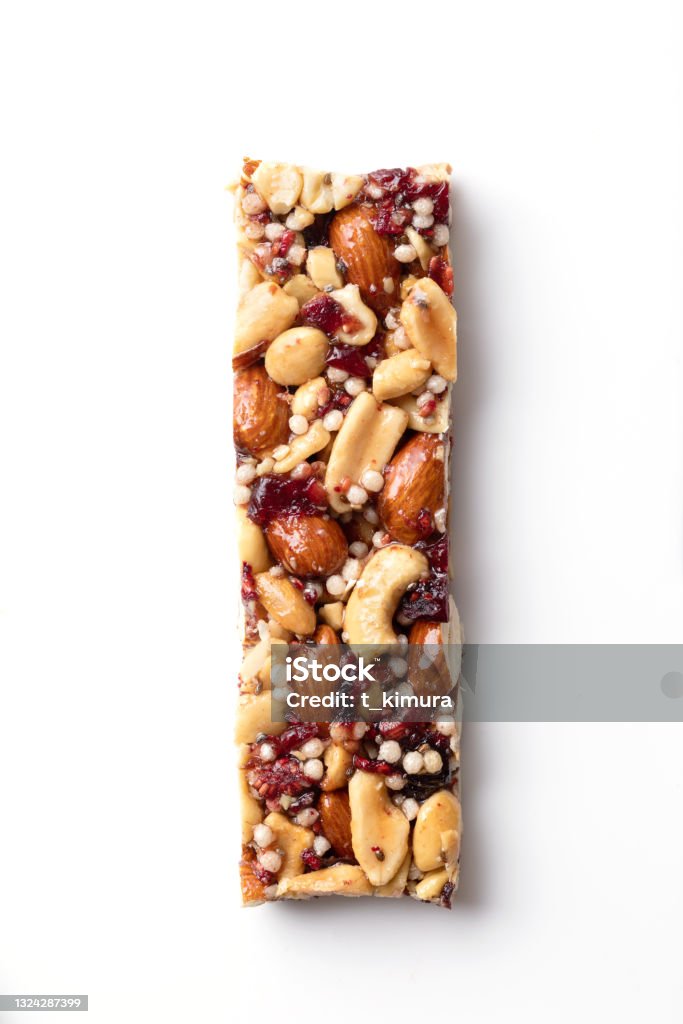 Fruit and Nut Bar. Granola Bar Fruit Chia seeds and Nut Bar. Granola Bar Protein Bar Stock Photo