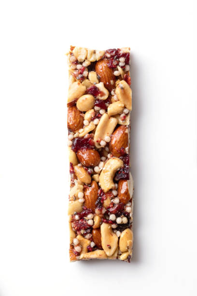 fruit and nut bar. granola bar - peanut food snack healthy eating imagens e fotografias de stock