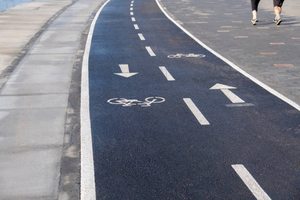 istock bike path, bicycle lane, by the walking path 1324289957