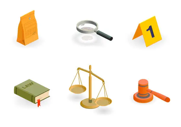 Vector illustration of law and justice icons