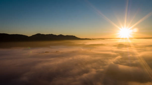 drone over clouds at Minas Gerais, Brazil stock photo
