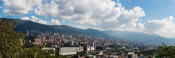 istock Panoramic view of Bogota Colombia. Puffy clouds and blue sky 1324297981