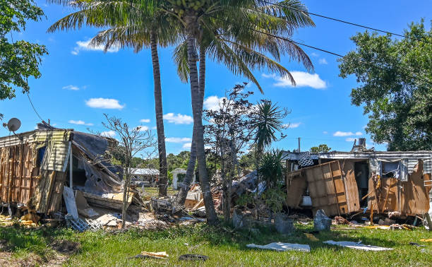 istock Manufactured mobile homes in trailer park completely destroyed by natural disaster 1324303849