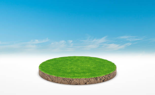 istock 3d rendering, circle podium of land meadow 1324308553