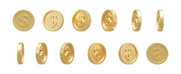 istock 3D Render. Collection of dollar coins isolated on background 1324308570