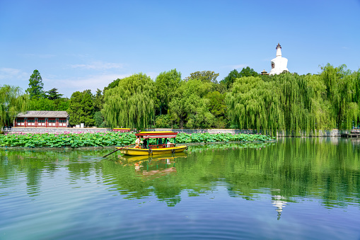 Summer in Beihai Park, Beijing, China. Baita Shiqiao Lake in Beihai Park