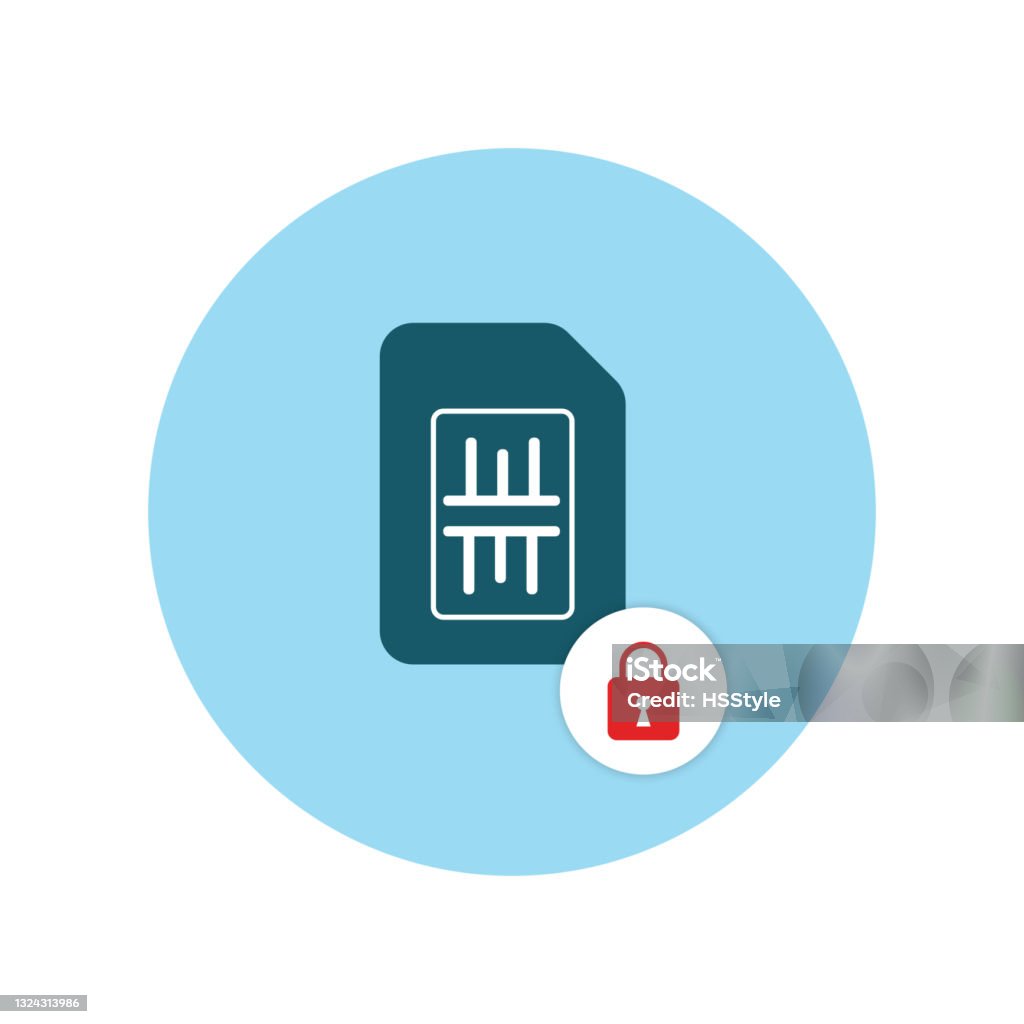 Sim Lock Sticker Sim Card Lock Stock Illustration - Download Image Now - Guarding ...