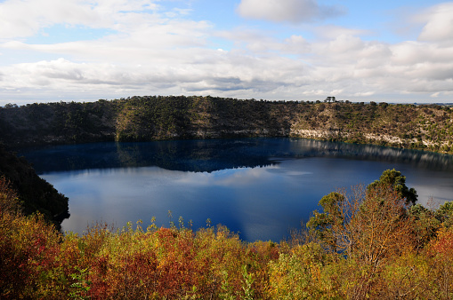 The Blue Lake is only bright blue from December to March each year so this photo, taken in late March, captures the lake just before entering it's alternate 'grey' phase.