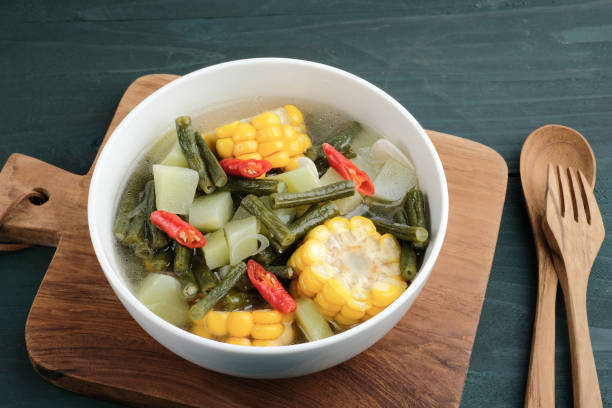 Vegetable acid, vegetable asem or tamarind soup is a popular traditional Indonesian soup.