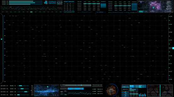 Futuristic HUD Data Technology Advance Interface Blank Screen for Infographic Work Concept Idea Illustration.