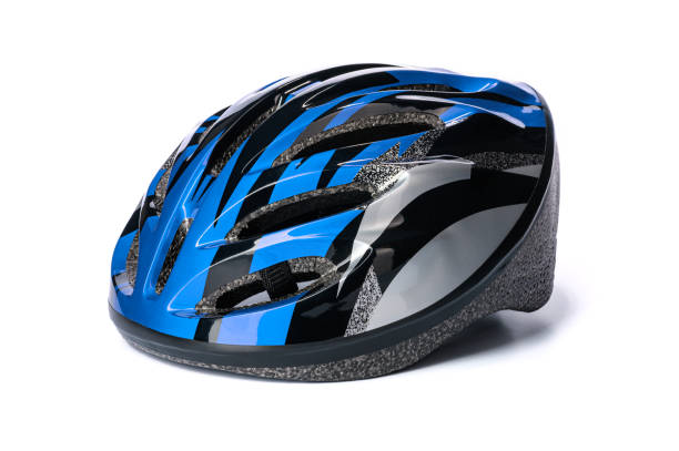 istock one bicycle helmet in blue-black color on a white isolated background 1324331085