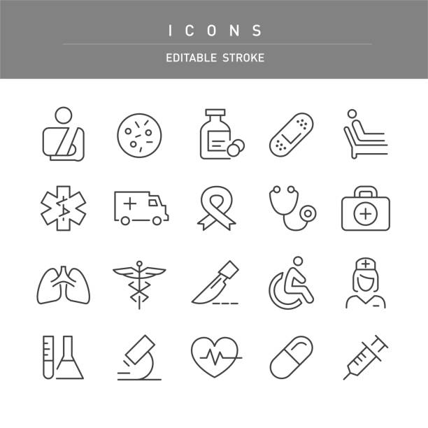 bildbanksillustrationer, clip art samt tecknat material och ikoner med medical icons - line series - rött kors