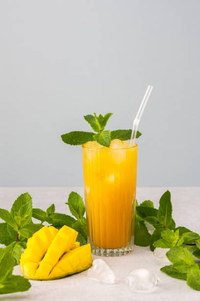 istock Mango juice in glasses with a straw 1324345484
