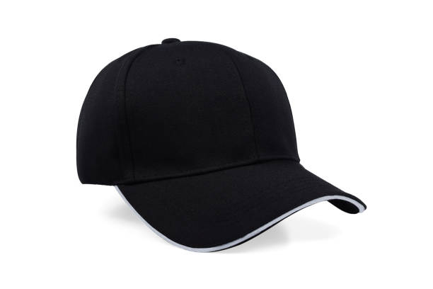 istock Baseball black cap isolated on white background. Front and side view. 1324345808