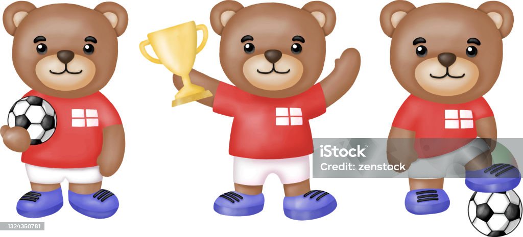 Watercolor Bear England Football Team Clipart Stock Illustration - Download  Image Now - Cartoon, Teddy Bear, Animal - iStock