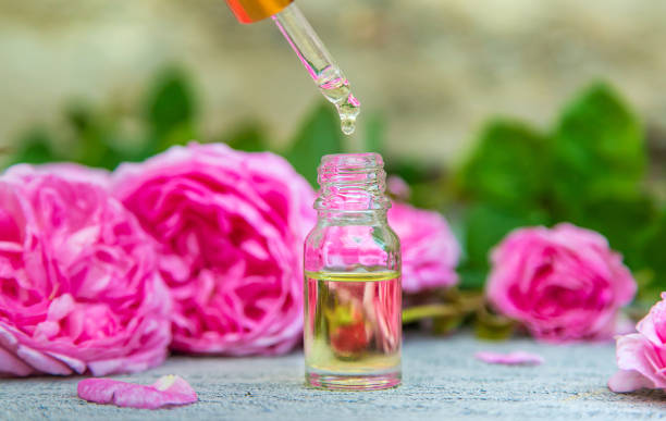 istock Essential oil extract of tea rose. Selective focus. 1324352638