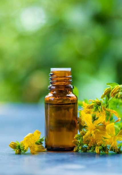 istock An essential oil extract of St. John's wort herb. Selective focus. 1324352921