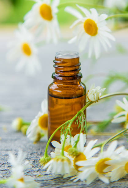 istock Essential oil extract of medicinal chamomile. Selective focus. 1324352950