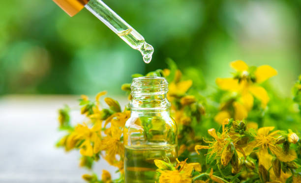 istock An essential oil extract of St. John's wort herb. Selective focus. 1324352958