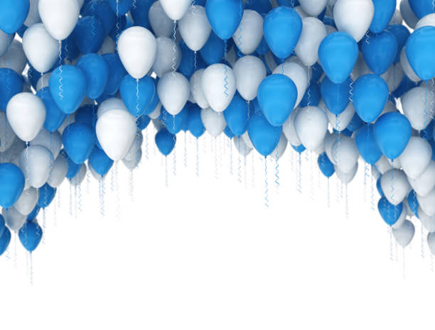 istock Blue and white party balloons isolated on white background 1324354941