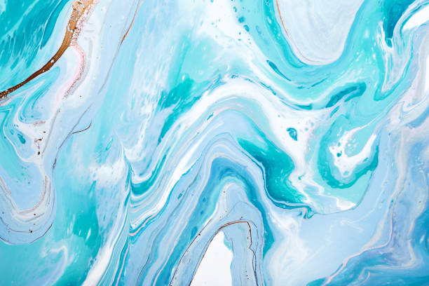 istock Acrylic Fluid Art. Waves in mint turquoise colors flow into each other. Abstract marble background or texture 1324360051