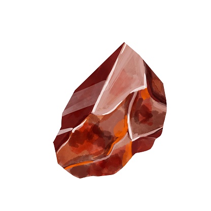 January birthstone Garnet isolated on white background. Watercolor illustration of red gem and crystal drawn by hand. . High quality illustration