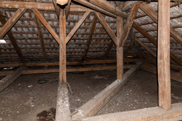 istock Rustic Attic. Old garret, attic loft / roof construction 1324365966