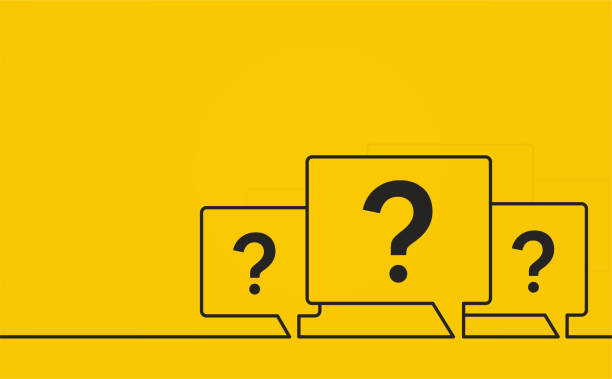 ilustrações de stock, clip art, desenhos animados e ícones de question mark, bubble message box on yellow background. help symbol, faq sign. - creativ