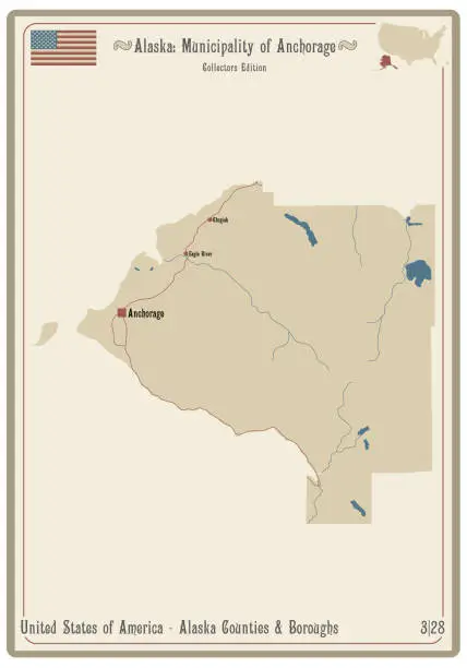 Vector illustration of Map of Municipality of Anchorage in Alaska