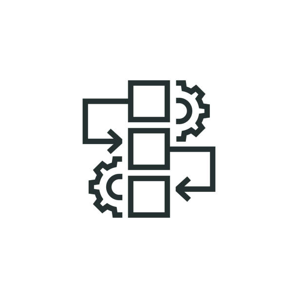 workflow process line icon - future stock illustrations