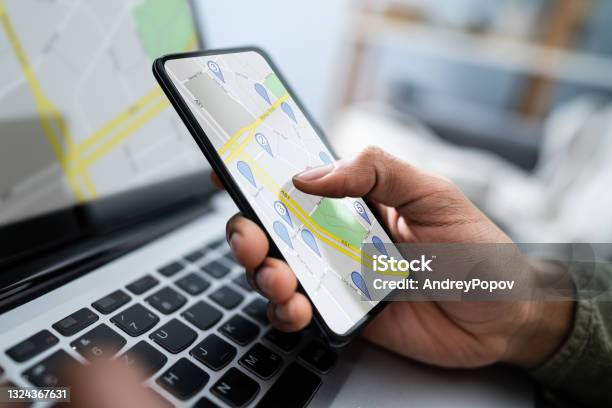 Map Navigation Person Person Using Gps Navigation Map On Mobile Phone Stock Photo - Download ...