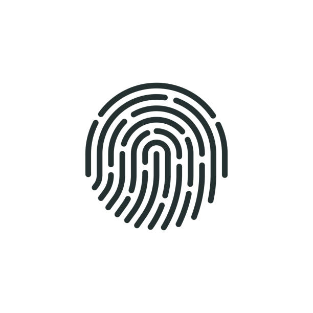 지문 선 아이콘 - fingerprint thumbprint biometrics human thumb stock illustrations