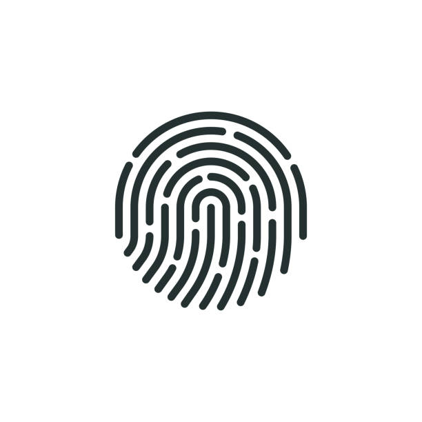 ilustrações de stock, clip art, desenhos animados e ícones de fingerprint line icon - fingerprint thumbprint biometrics human thumb