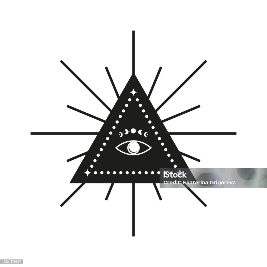 Third Eye In Triangle Shape With Starburst Stock Illustration