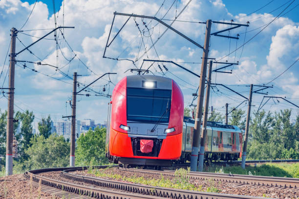 istock Electric train moves at day time. Moscow. 1324378869