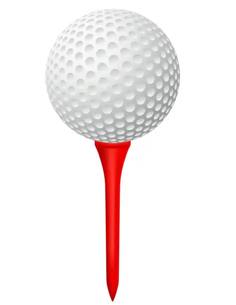 Vector illustration of Golf Ball On A Colorful Tee
