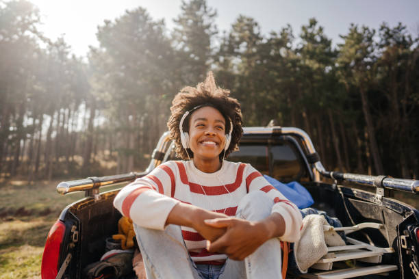 Listening music while on a road trip