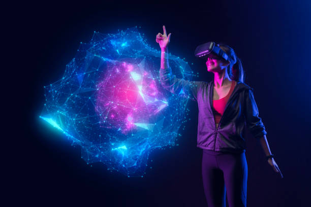 istock People with VR grasses playing virtual reality game. Future digital technology and 3D virtual reality simulation modern futuristic lifestyle 1324380508