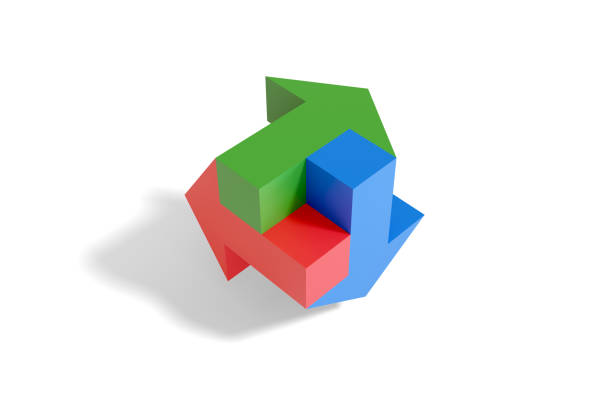 istock Red green and blue arrows on white background. 3d illustration. 1324380837