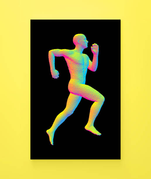 istock Running man constructing from cubes. Marathon runner. Human body model. Design for sport. Voxel art. 3D vector illustration. 1324382822