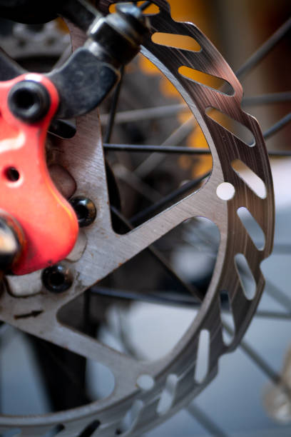istock Disc brake of modering folding bike 1324383213