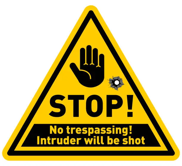 Vector illustration of Triangular warning sign restricted area