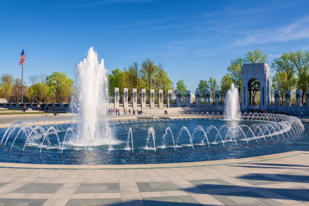 istock World War II Memorial with Evening Blue Sky, Washington DC, USA. 1324387621