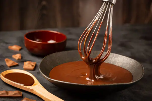 Photo of Delicious chocolate ganache. Hot chocolate.