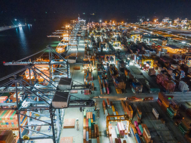 istock logistic network distribution on background. Logistic and transport concept in front Industrial Container Cargo freight ship for Concept of fast or instant shipping, Online goods orders 1324388882
