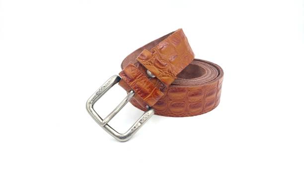istock brown crocodile leather belt on isolated white 1324390030