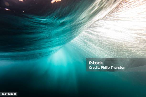 Motion Blur Of Smooth Ocean Wave Under The Waters Surface Stock Photo - Download Image Now